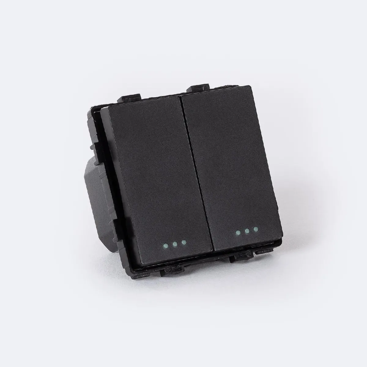 Ledkia Interrupteur Double Bouton-Poussoir Modern - Noir
