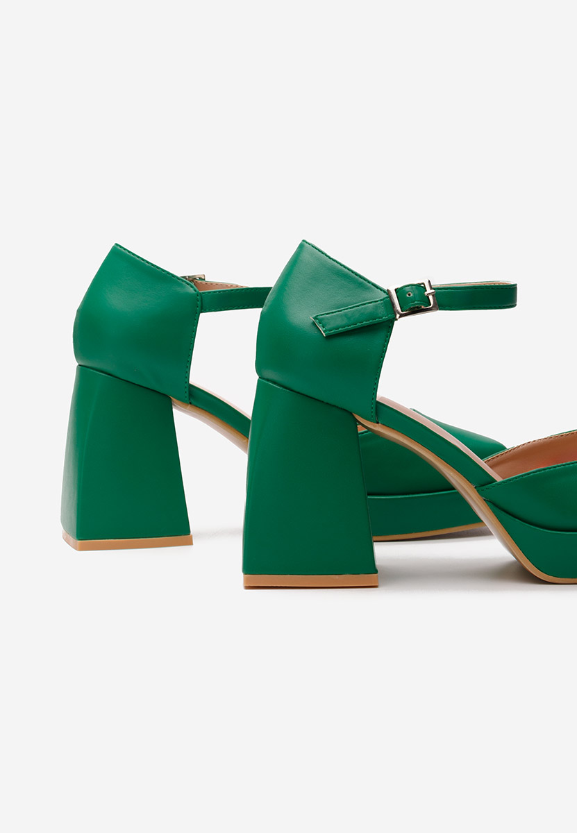 Chaussures à talon épais vert Monsa