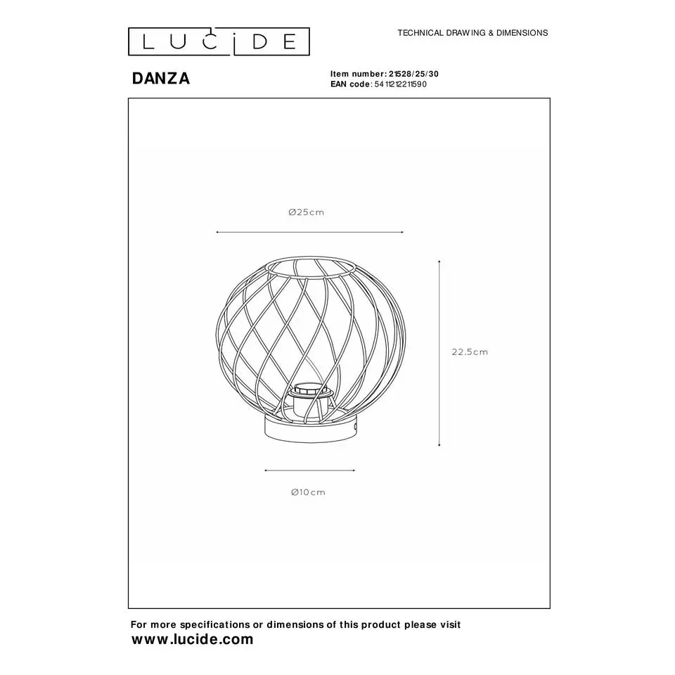 Lucide DANZA Tafellamp - Zwart