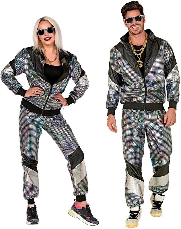 Widmann - Retro Trainingspak - Carnaval - Kleurreflecterende Stof