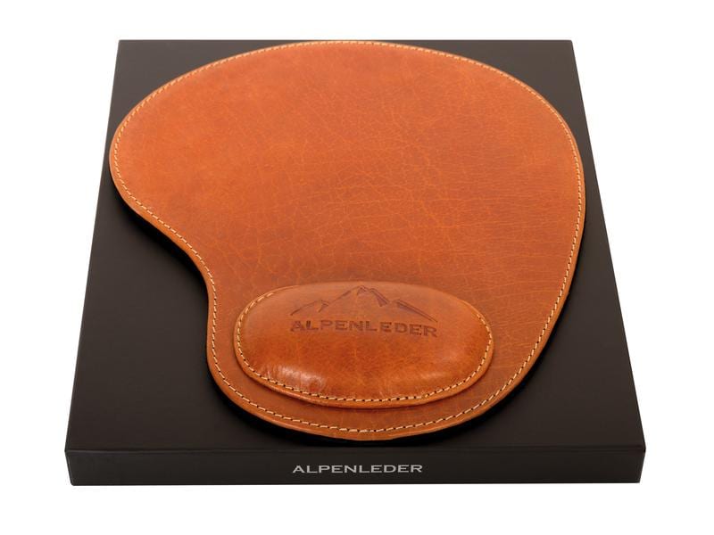 Alpenleder Mausmatte Salem Cognac Mauspad aus Leder