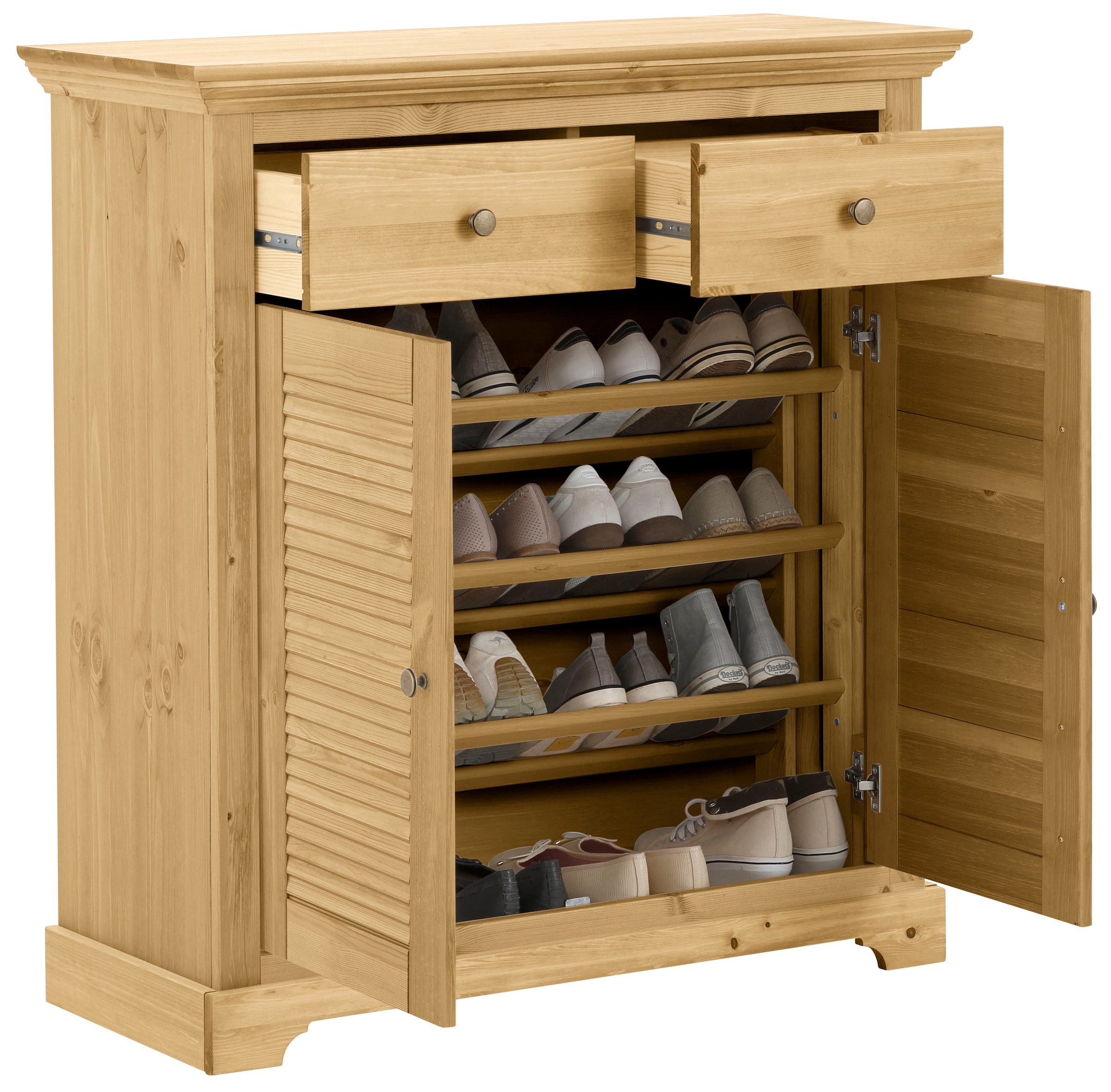 Home affaire Schuhkommode »Ayanna Kommode für ca. 9 Paar Schuhe« Schuhschrank aus massiver Kiefer, FSC®, Breite 94 cm