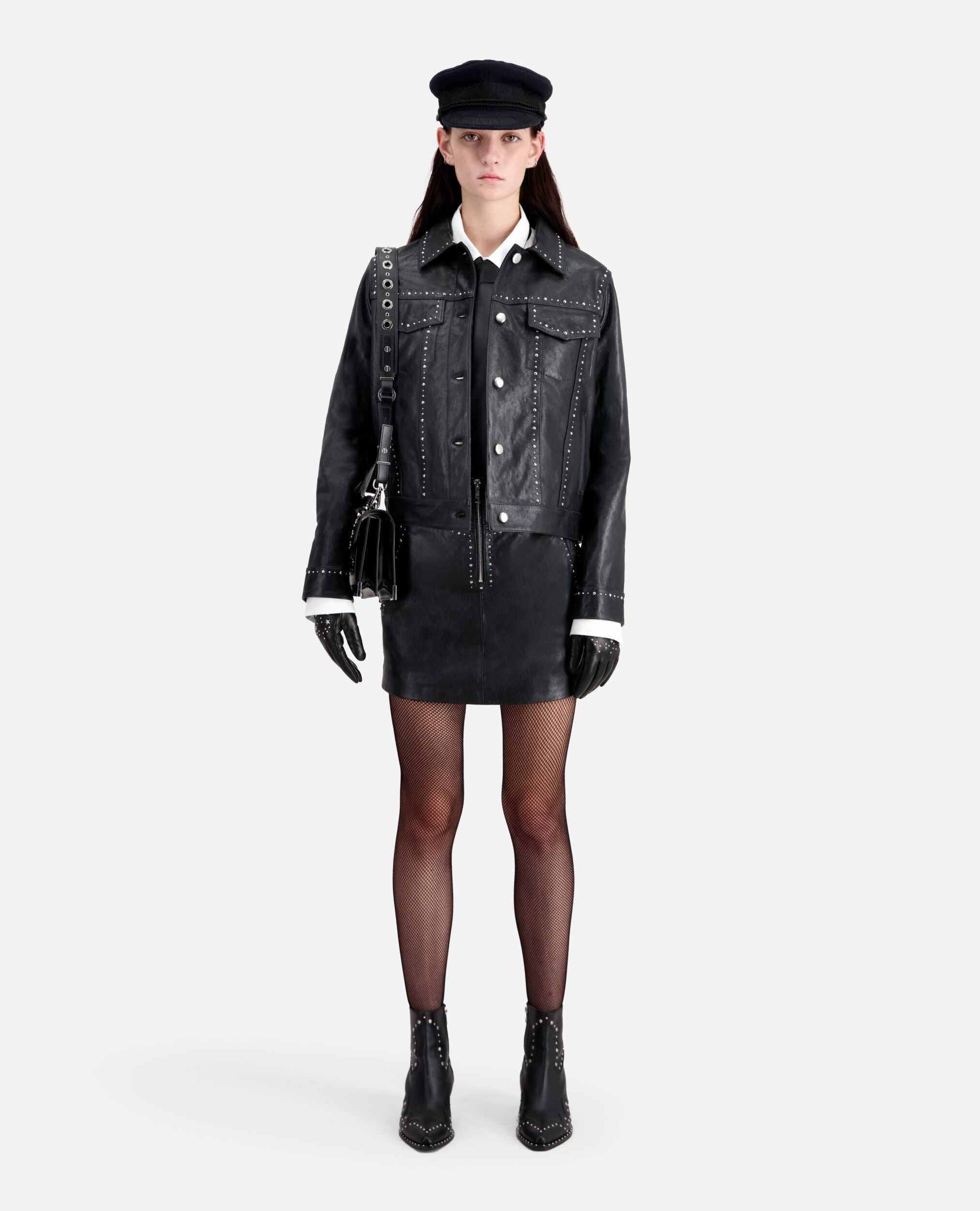 Black leather jacket with studs
