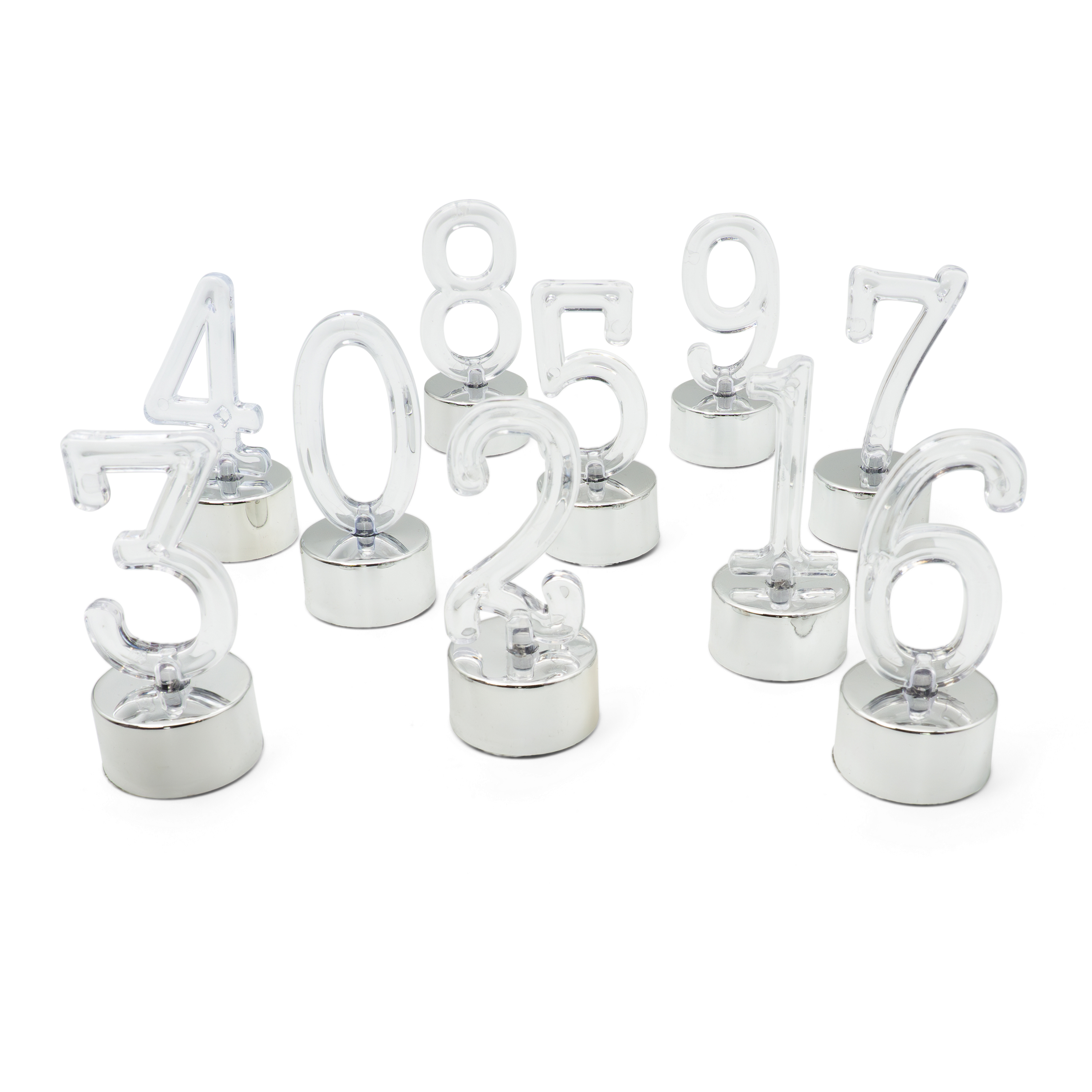 (10er Set) Zahlen LED Teelichter Nummern Kerzen Stimmungsleuchte Party Deko (inkl. LR54 Batterien) - Bunt