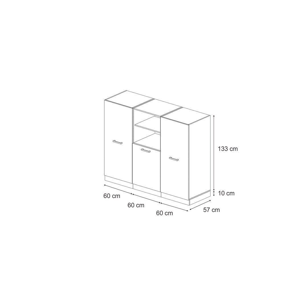 Vicco Küchenblock R-Line 180 cm Schwarz Beton Eiche ohne Arbeitsplatte