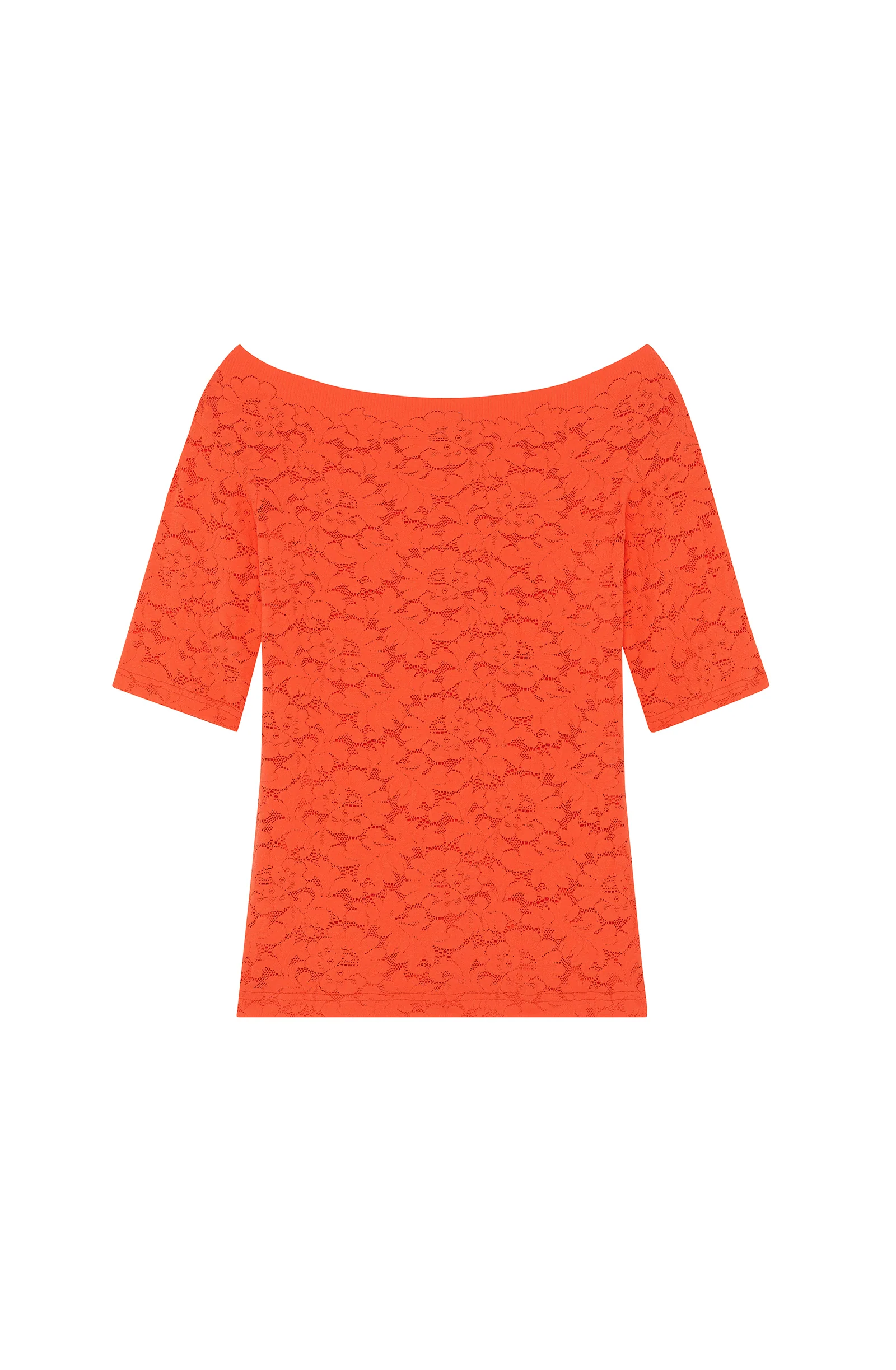 talita Top orange en dentelle col bateau Orange