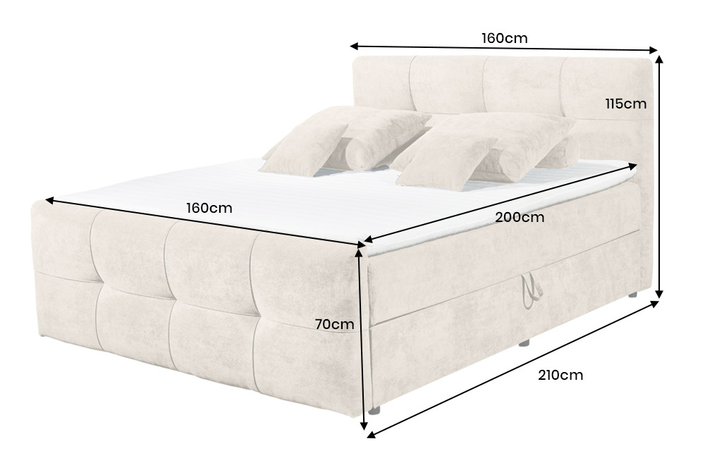 Boxspringbett TOULOUSE 160x200cm beige Microfaser inkl. Matratze Topper Stauraum