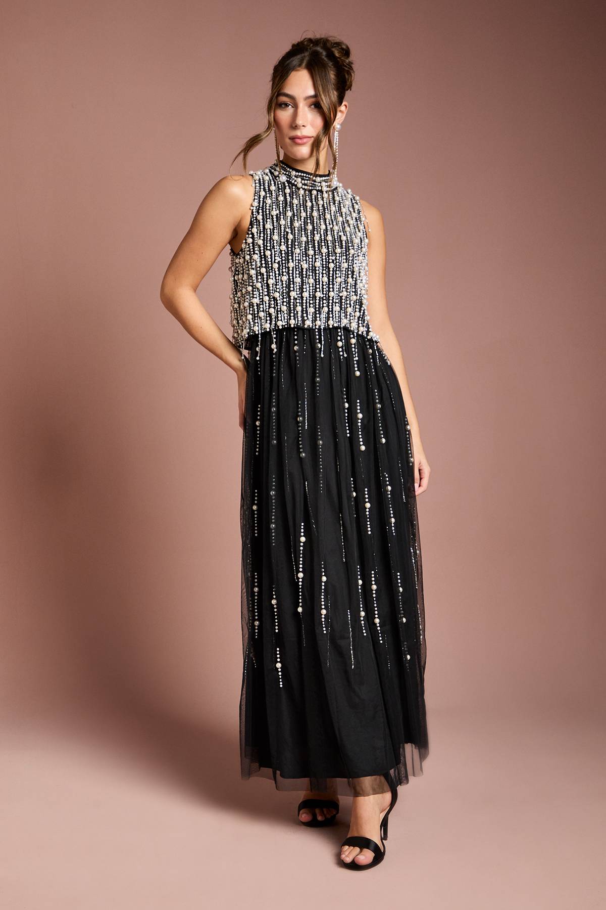 Coast Robe Maxi en Georgette avec Superposition de Perles