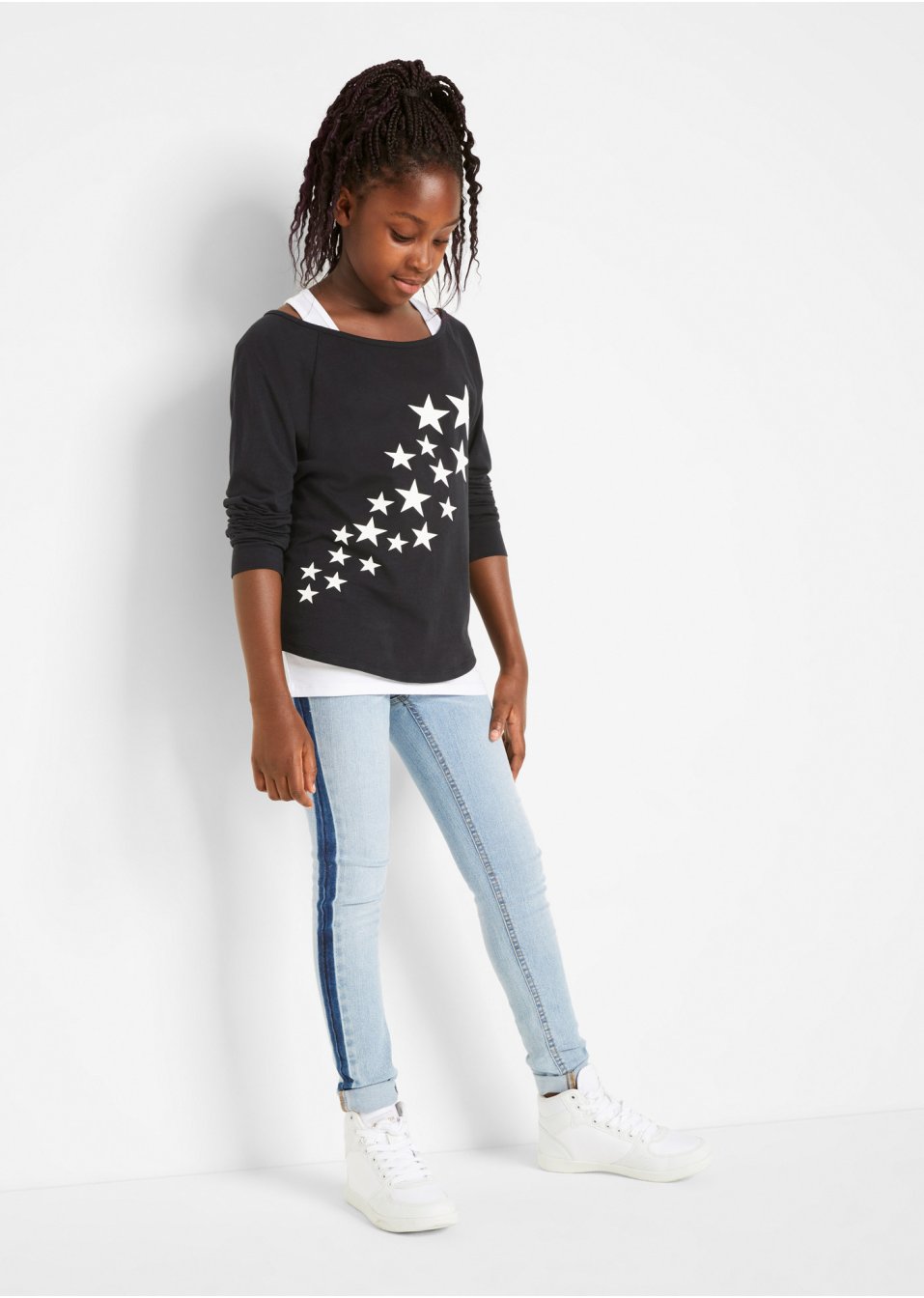 T-shirt fille avec top (Ens. 2 pces.) en coton