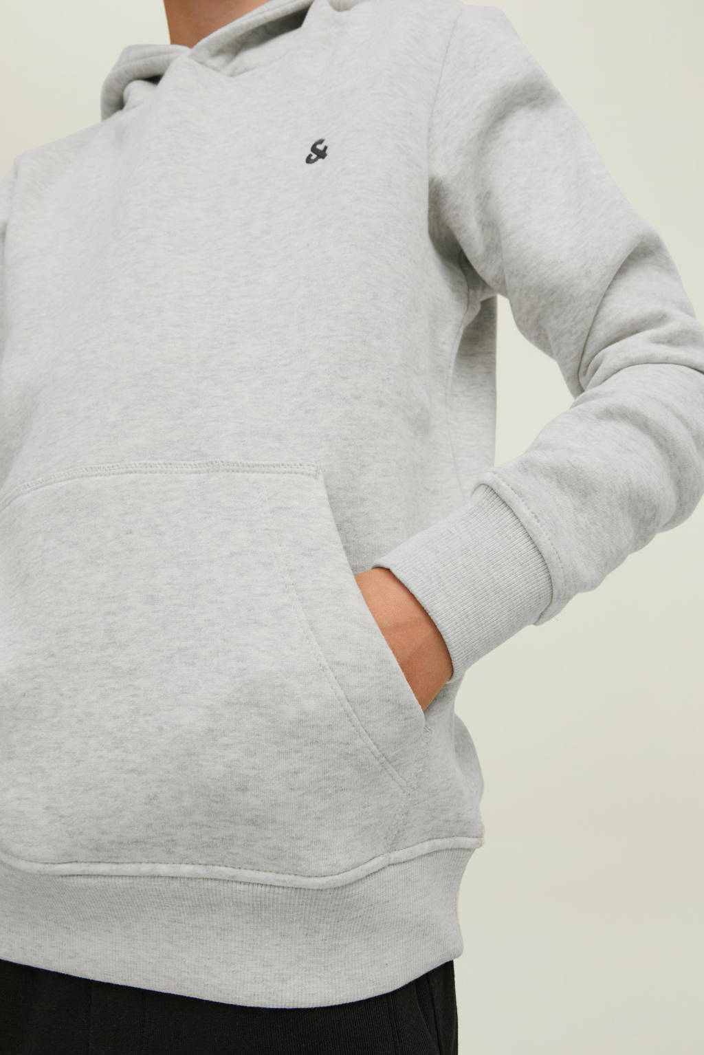 JACK & JONES hoodie JJESTAR met tekst lichtgrijs melange