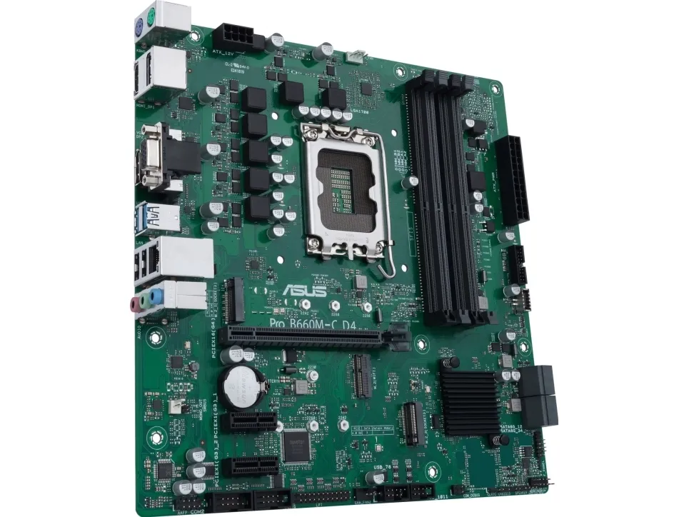 ASUS PRO B660M-C D4-CSM - Bundkort - micro ATX - LGA1700 sokkel - B660 Chipset - USB 3.2 Gen 1, USB-C Gen1 - Gigabit LAN - onboard grafik (CPU påkrævet) - HD Audio (8-kanaler)