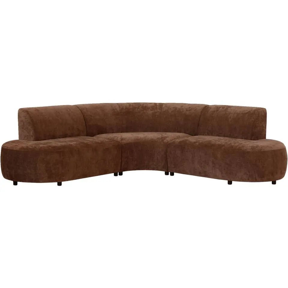 Hoekbank Luna rond - stof Rebel - terracotta