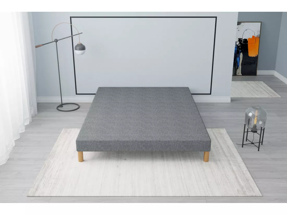 Sommier tapissier gris 140x200 + jeu de pied offert