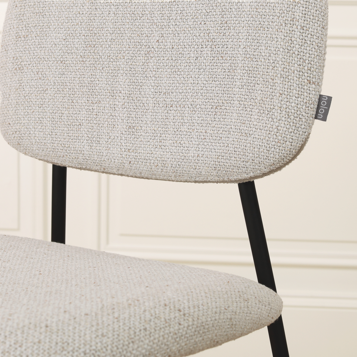 Eetkamerstoel Jasmijn beige gemêleerd - zwart onderstel