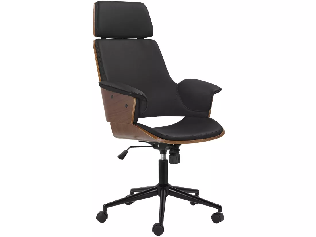 Masao | Chaise de bureau en PU noir