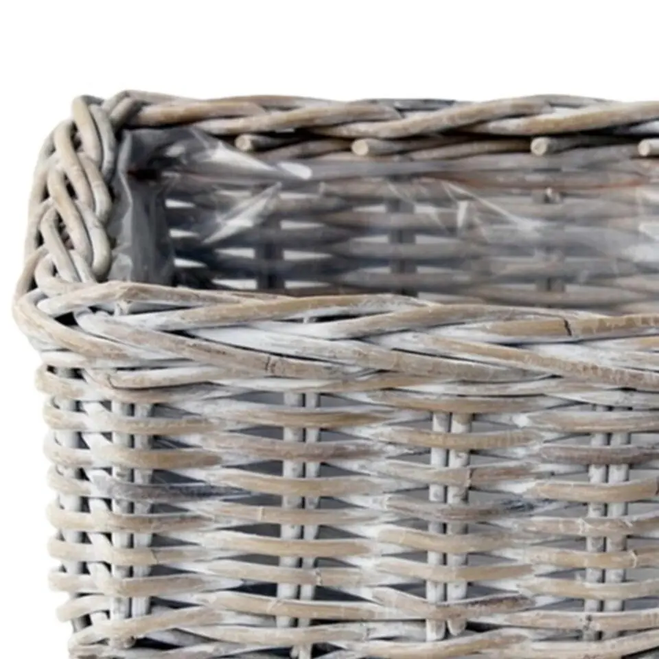 VD Leeden Opbergmand - antiek wit - 30 x 30 x 15 cm - rotan