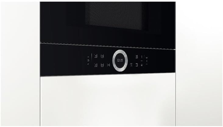 Bosch BFL634GB1 Serie 8 Einbau-Mikrowelle, 38 x 60 cm, 900 W, Türanschlag Links, AutoPilot 7 7 Automatikprogramme, Reinigungsunterstützung, TFT-Touchdisplay, LED-Beleuchtung gleichmäßige Ausleuchtung