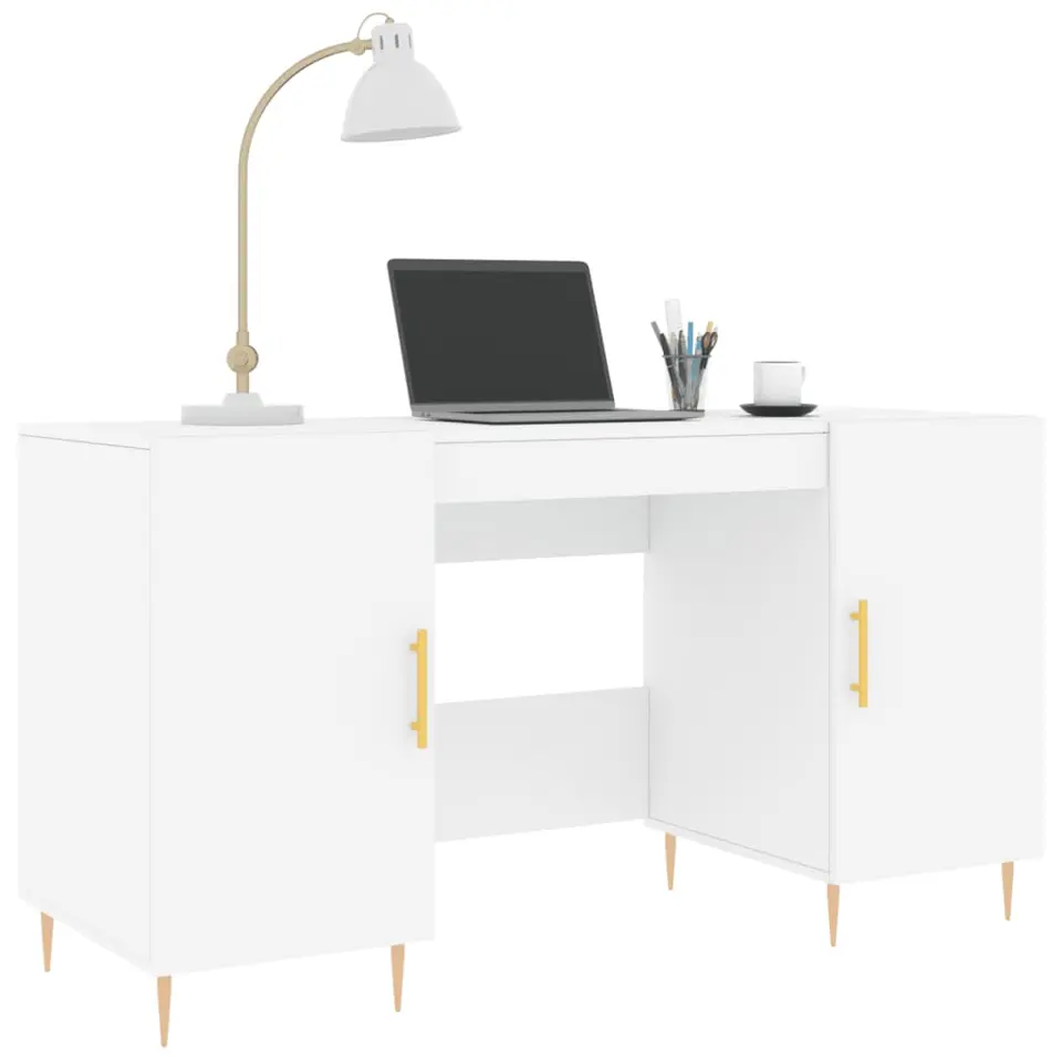 vidaXL - Bureau - Wit - Bewerkt hout
