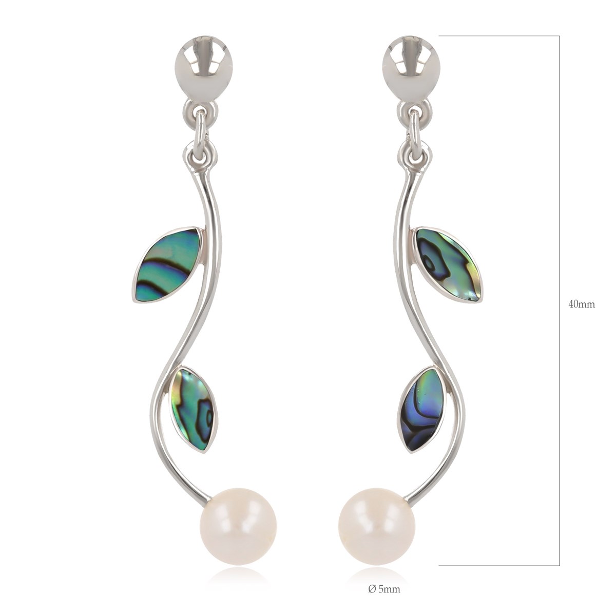 Pendants d'oreille Perle Nacre blanche en Argent massif 925 - Élégance et qualité | Aden