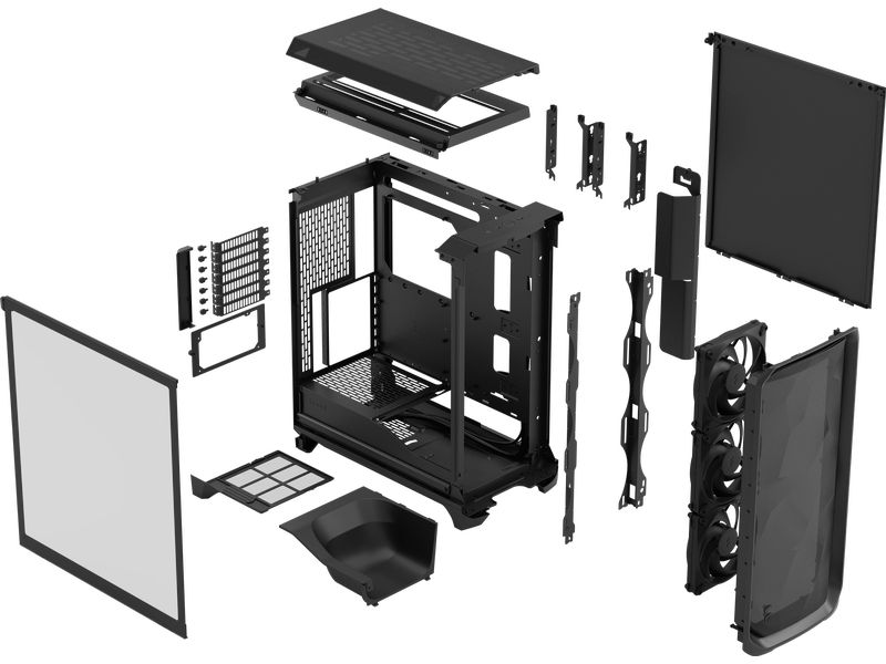 Fractal Design PC-Gehäuse Meshify 3 TG Black Kompaktes Gehäuse mit elegantem RGB-Design
