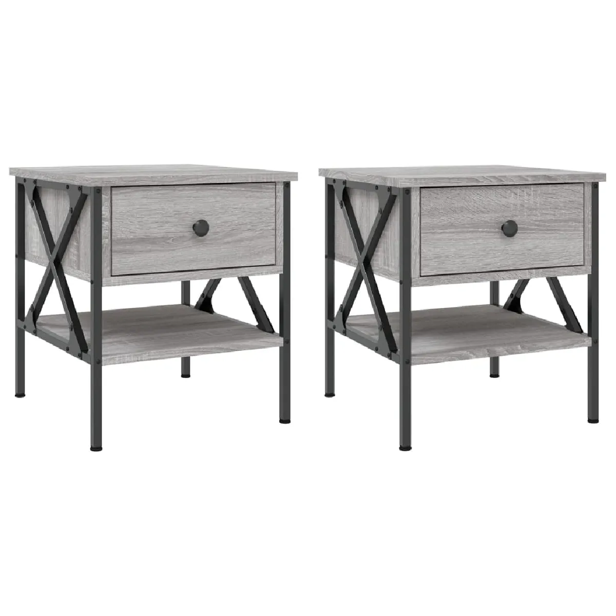 Vidaxl VIDA XL - Tables de chevet sonoma gris avec cadre en fer