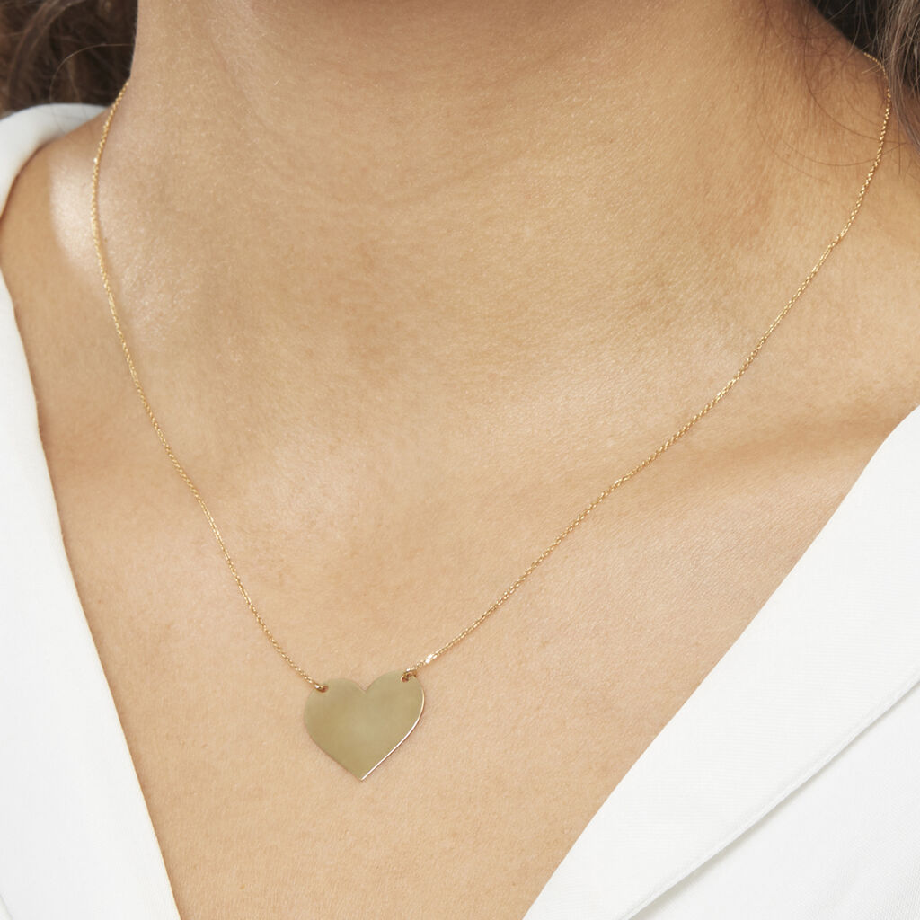 Collier Coeur Gravable Or Jaune