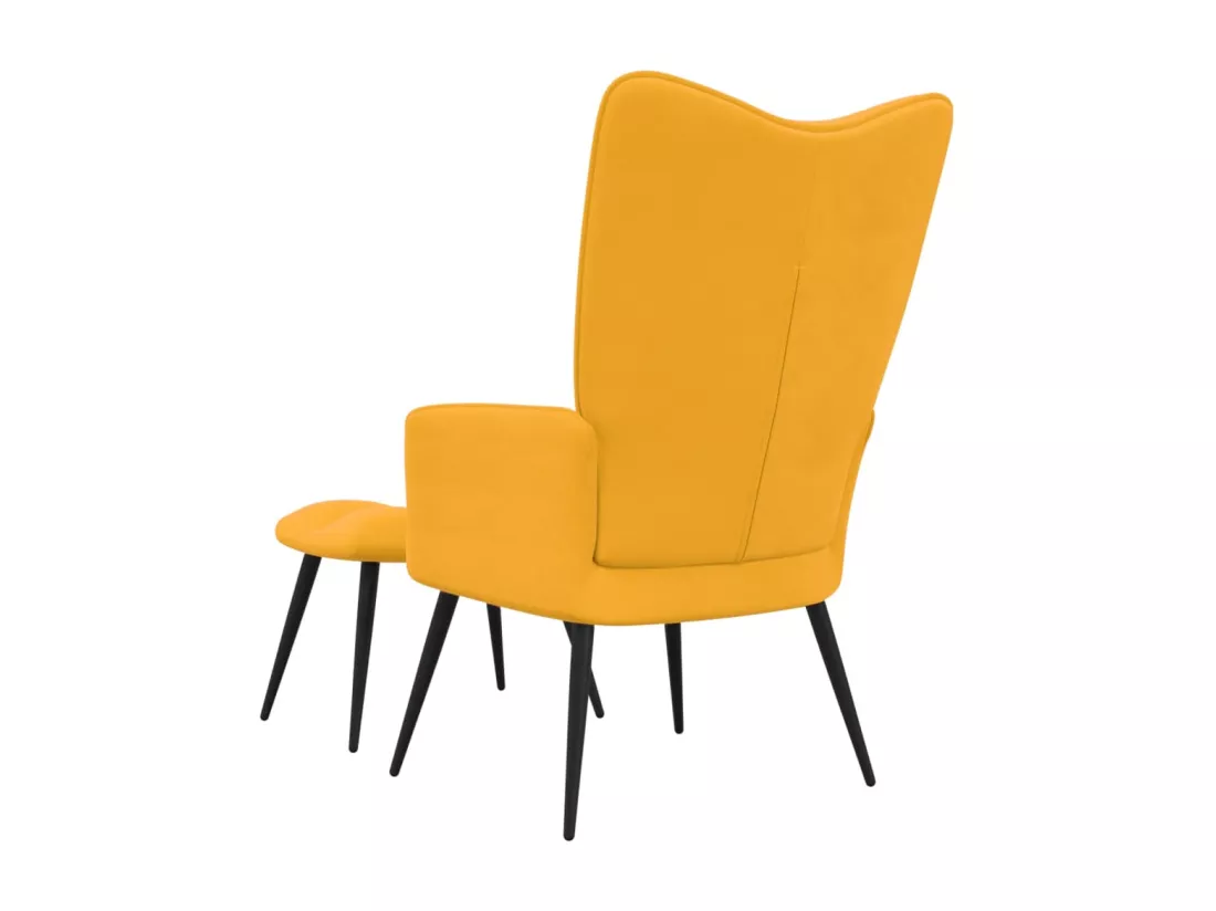 Chaise de relaxation avec repose-pied Jaune moutarde Velours