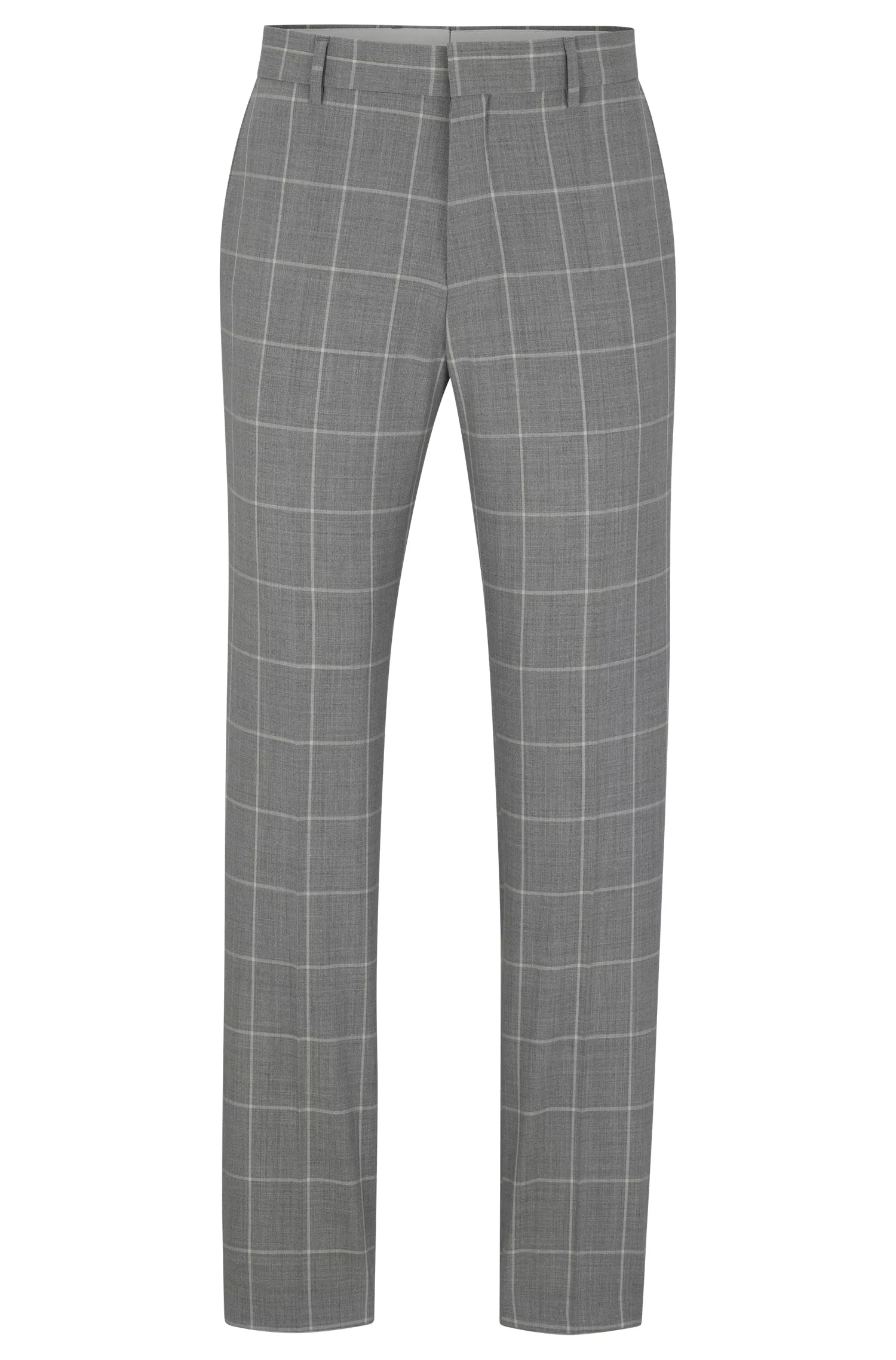 Calça BOSS preta de corte slim em tecido elástico xadrez.