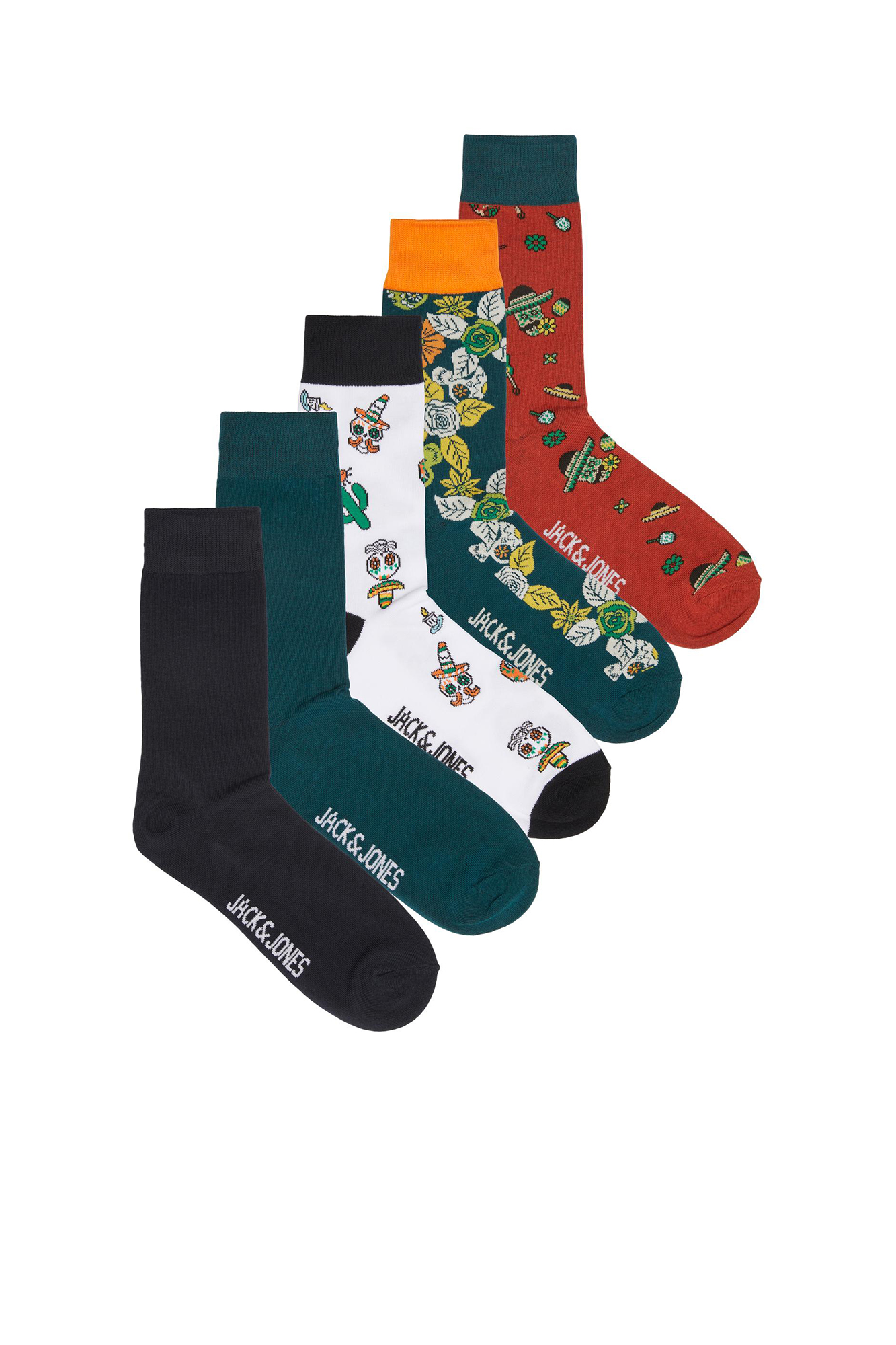 Pacote com 5 pares de meias até o joelho com estampa de cana-de-açúcar mexicana