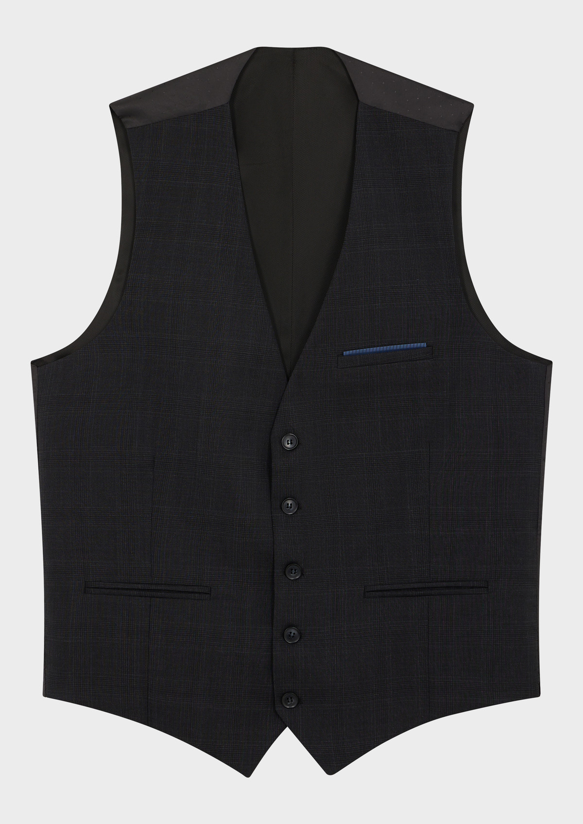 Gilet de costume en laine noire Prince de Galles