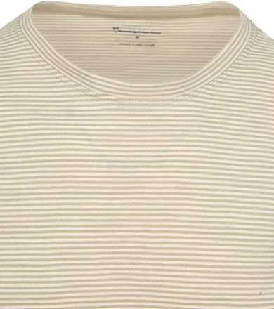KnowledgeCotton Apparel T-shirt Strepen Beige 1010012-8033 kopen