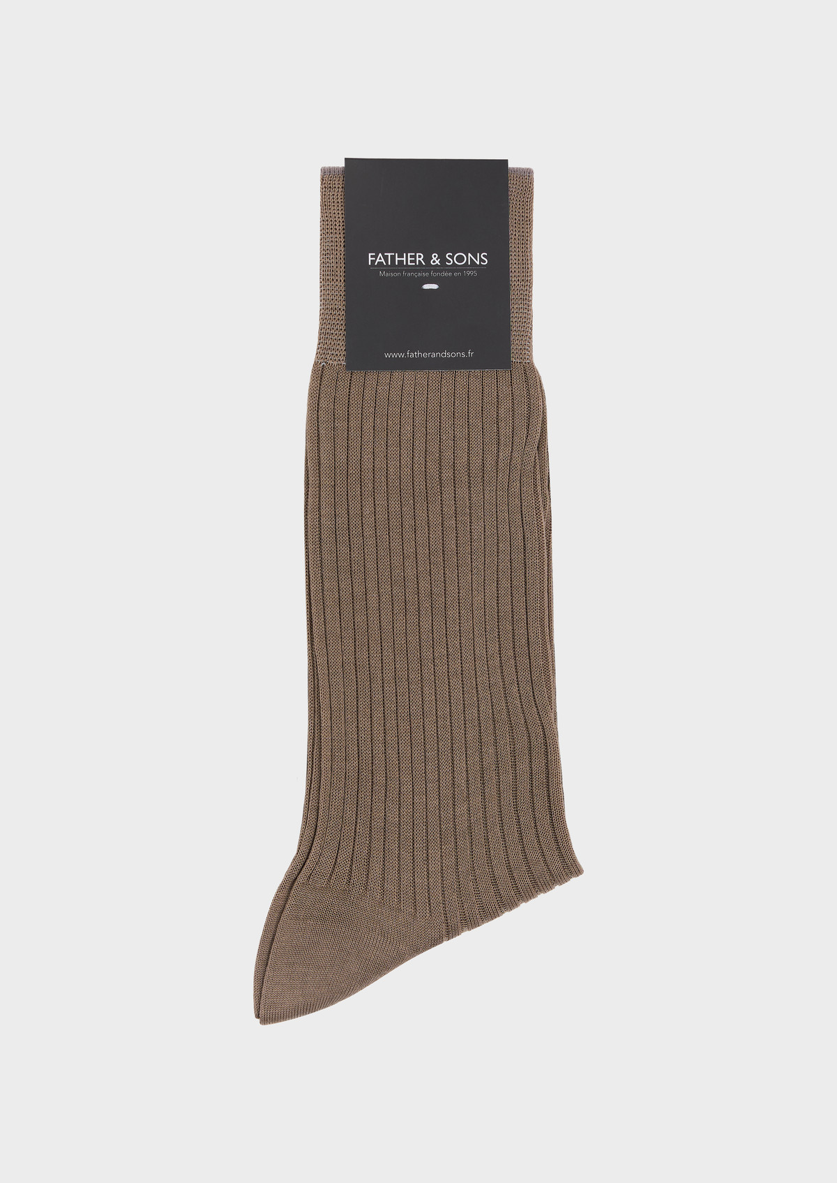 Chaussettes en coton fil d'Ecosse uni taupe