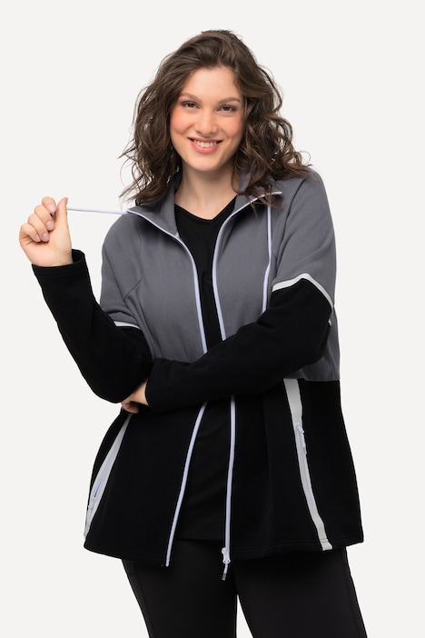Sweatjacke, zweifarbig, Stehkragen, Reißverschlusstaschen
