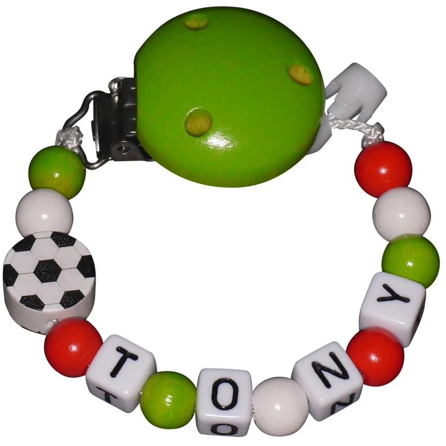 Schnullireich Schnullerkette mit Namen Fußball Italien Bunt