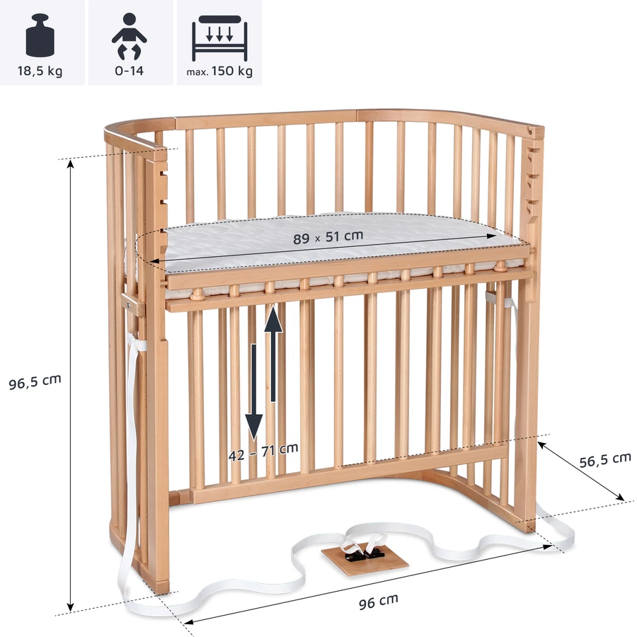 babybay Boxspring Beistellbett Comfort Plus natur lackiert