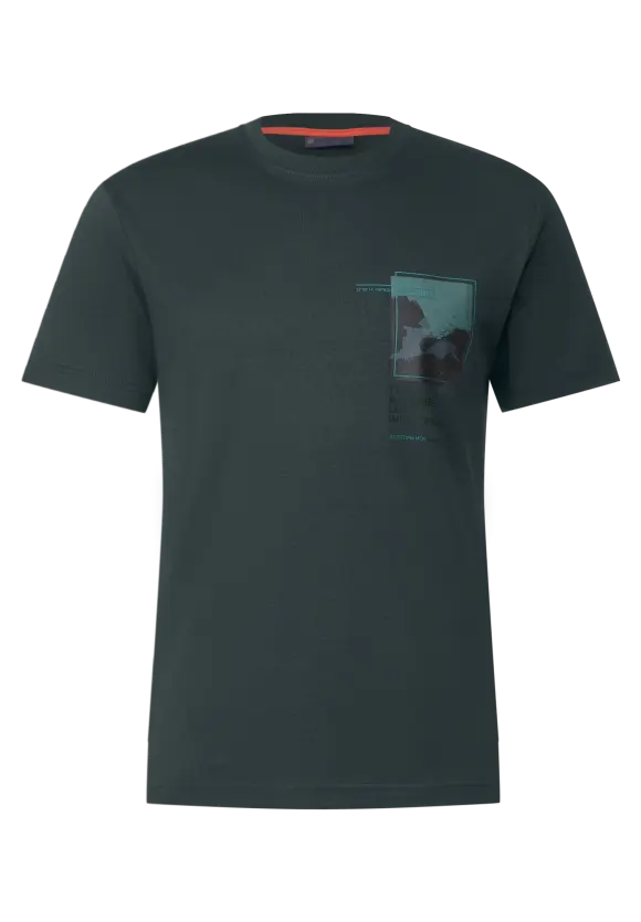 T-Shirt mit Brustprint - dark urban green