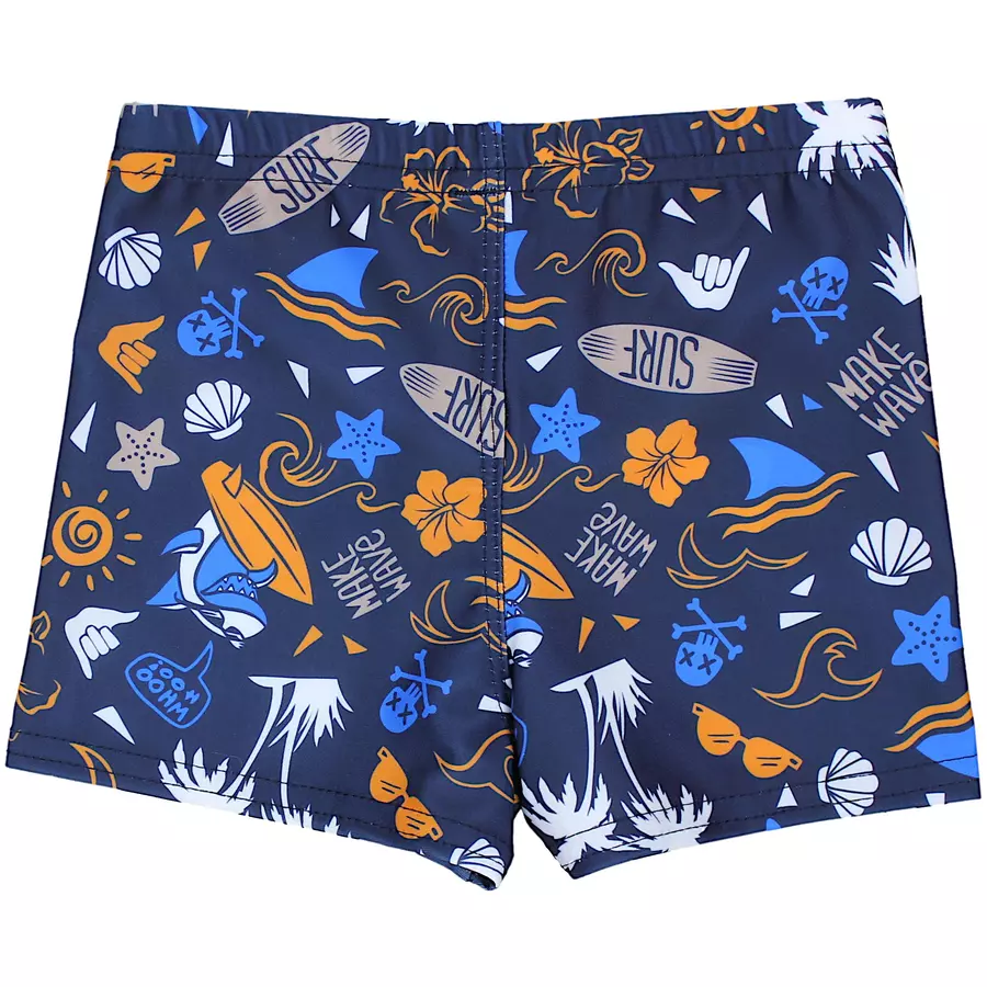 Aquarti Jungen Badehose Gestreift mit Motiven dunkelgelb