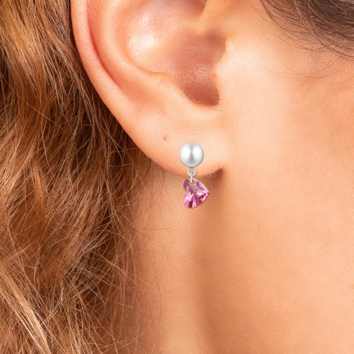 Boucles d'oreilles coeurs SC Crystal ornées de Cristaux scintillants
