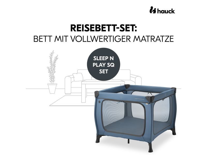 Hauck Reisebett Sleep N Play Dark Blue Laufgitter-Set: Bett mit vollwertiger Matratze