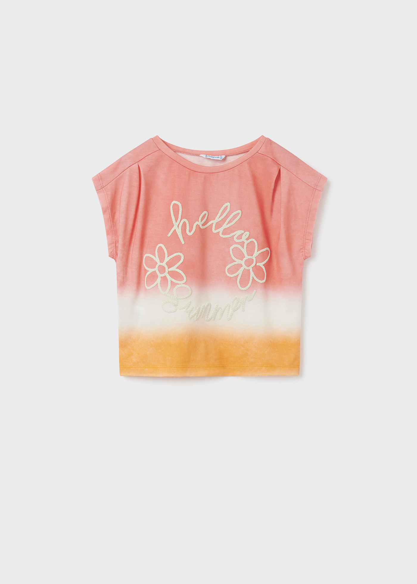 Camiseta de manga curta com efeito tie-dye para meninas