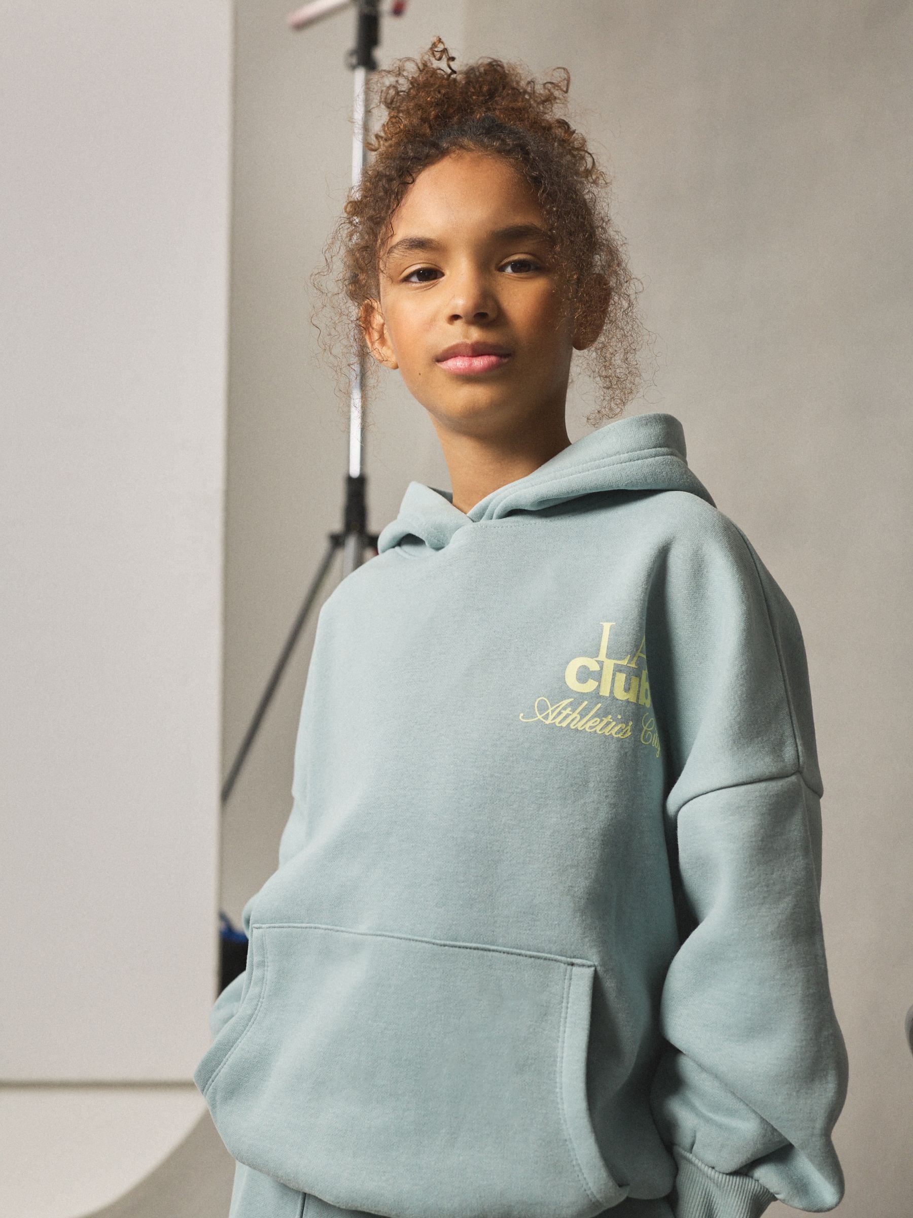 Blauw - Set met hoodie en joggingbroek met wijde pijpen (3-16jr)