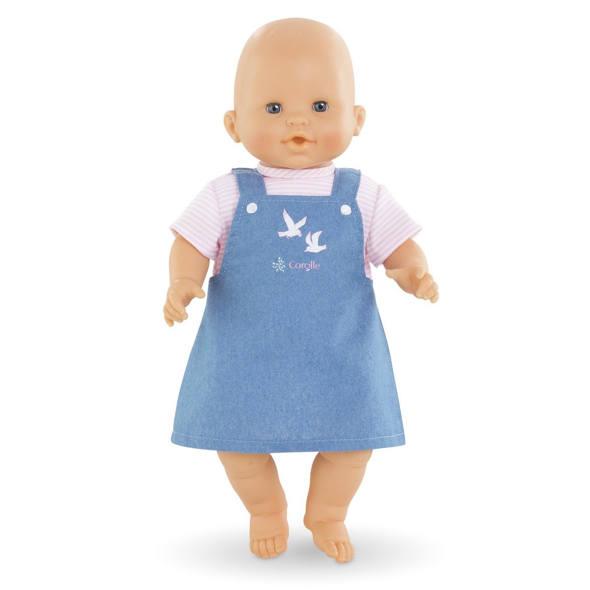 Robe marinière rose Bords de Loire - Mon grand poupon 36 cm
