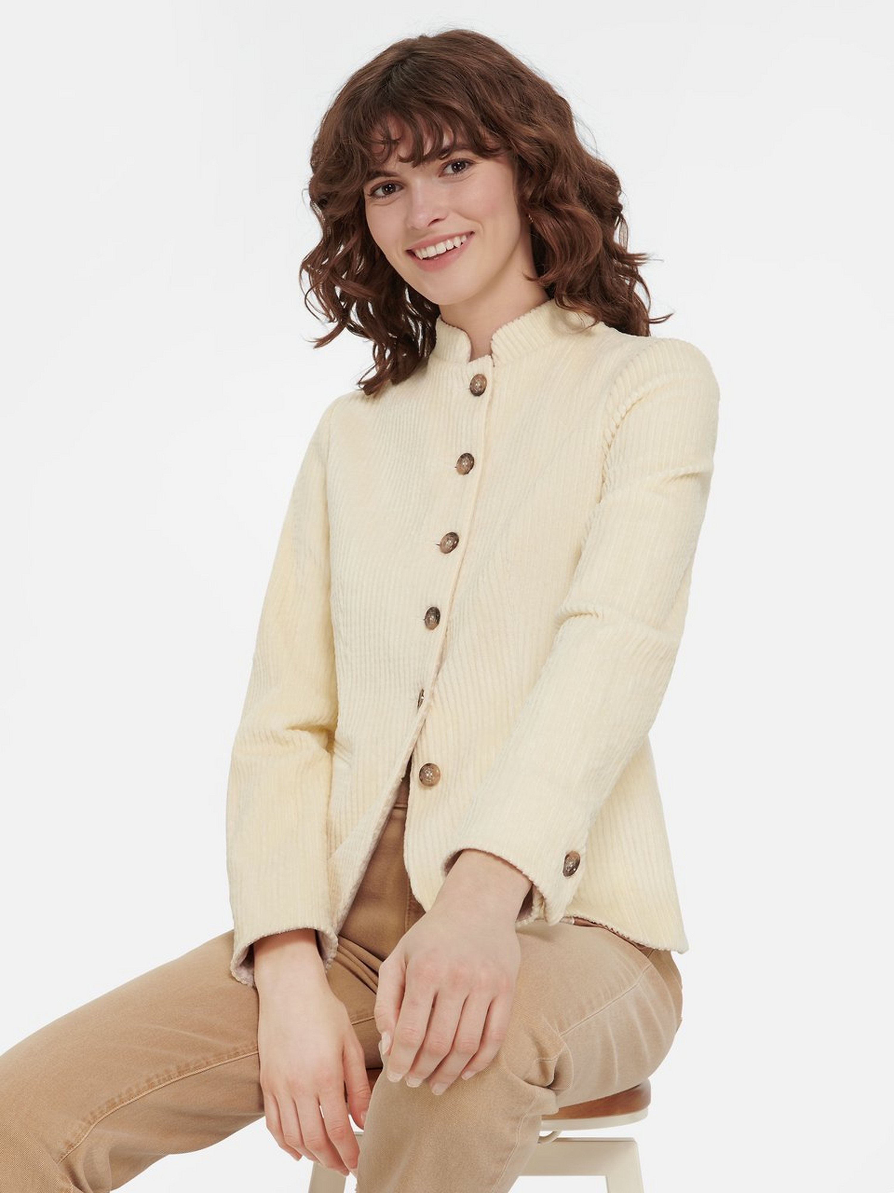 Cord-Blazer mit Stehkragen