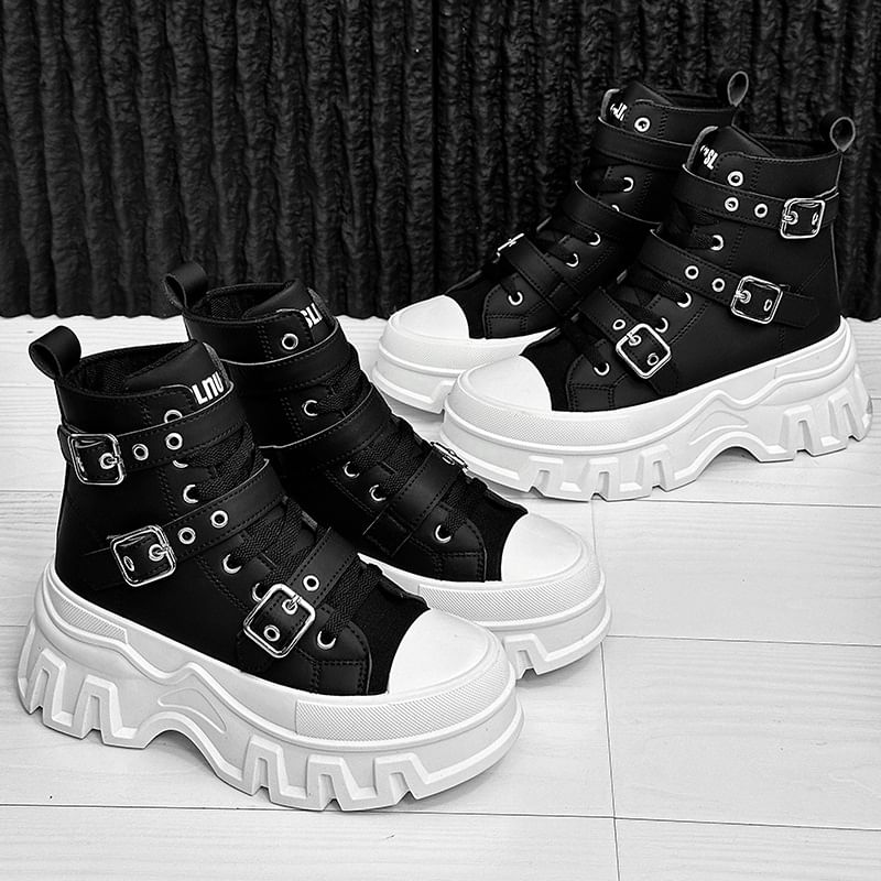 Tanzanite - Platform Sneakers met Gesp