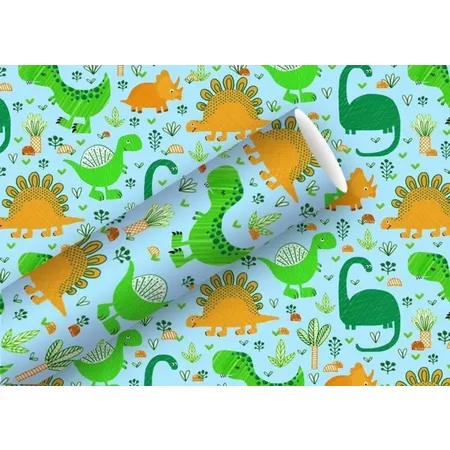 Braun & Company Geschenkpapier 2mx70cm Funny Dinos hellblau