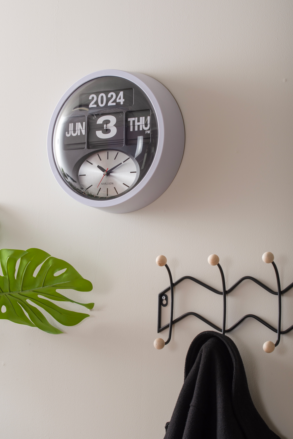Wandklok Round Flip - Zilver
