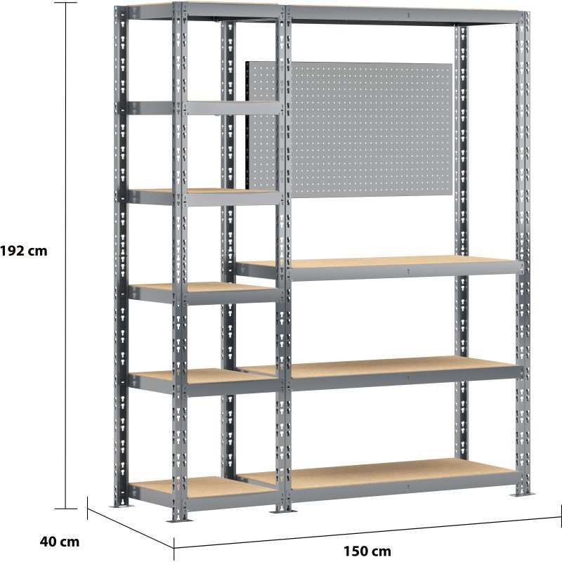 Rayonnage MODULO - Module 2 étagères + établi