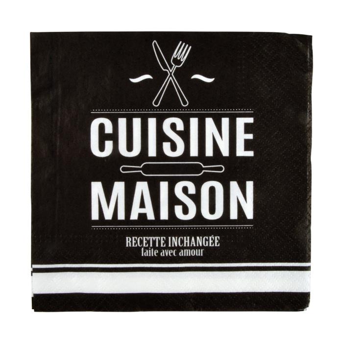 SET 20 SERVIETTES PAPIER 3 PLIS 33X33CM CUISINE MAISON