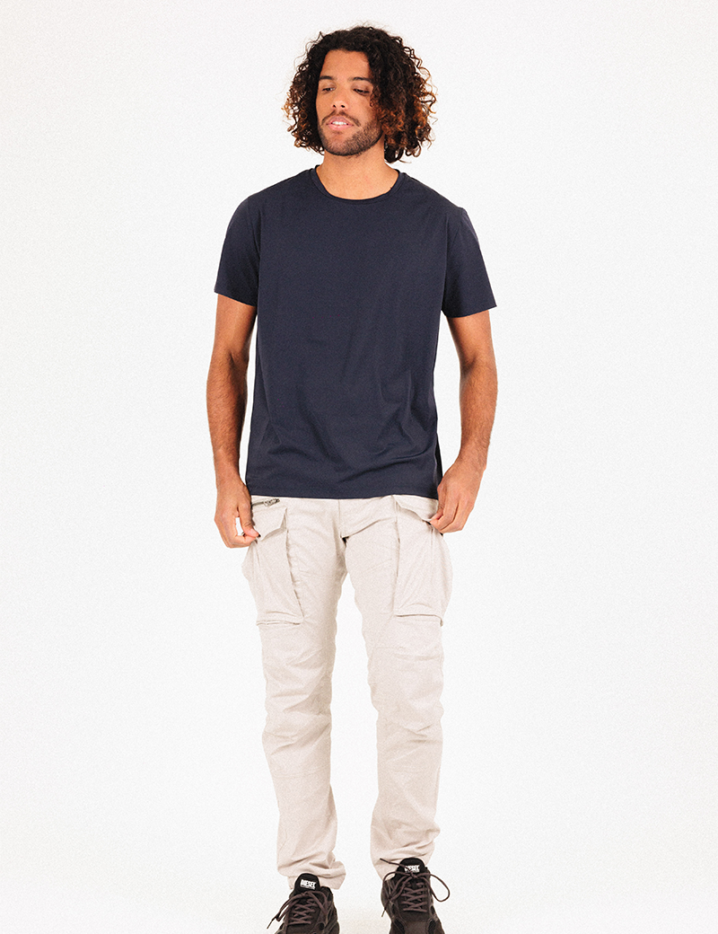 HBT T-SHIRT HOMME LEMON COL ROND MARINE