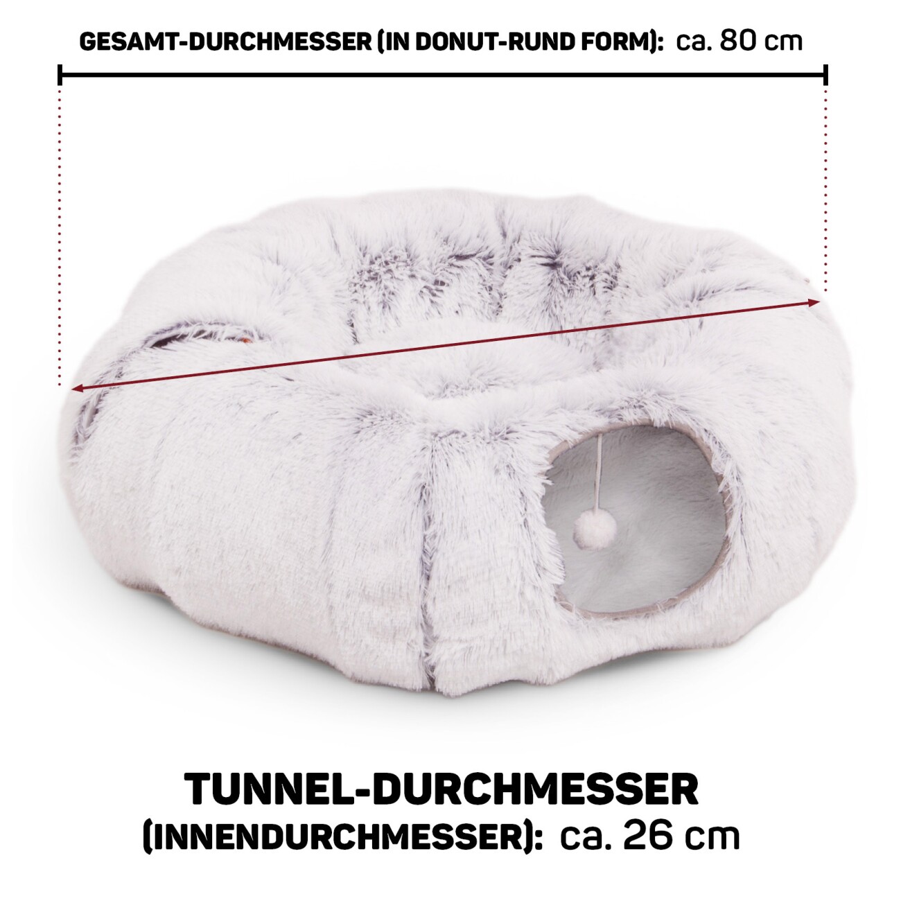 Canadian Cat Company Katzentunnel OTIS - Donut-Tunnel inkl. Liegekissen | grau | ca. 80 x 80 x 26 cm grau